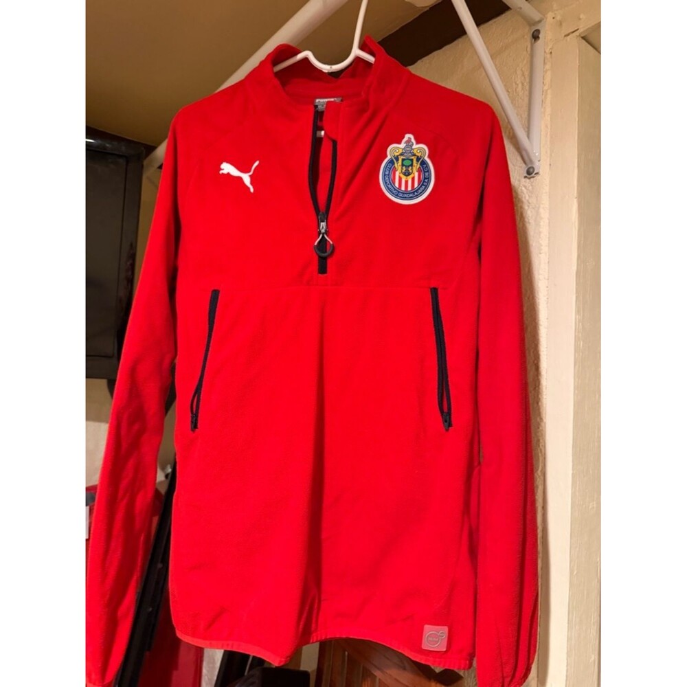 Puma Red Fleece Pullover with Club Deportivo Guadalajara Crest